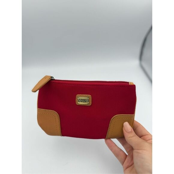 MaggiB Classic Red Brown Leather Accented Zipper Pouch - Picture 6 of 6